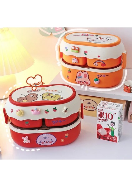 Turuncu Taşınabilir Kawaii Yemek Kabı Kızlar Için Okul Çocuklar Plastik Piknik Bento Kutusu Mikrodalga Yiyecek Kutusu Bölmeli Saklama Kapları (Yurt Dışından) modelleri