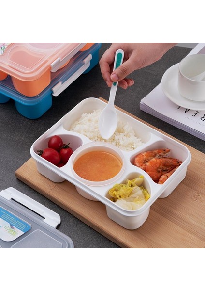 Mavi Ayrı Öğle Yemeği Kutusu 5 Bölmeli Taşınabilir Bento Kutusu Öğle Yemeği Kutusu Sızdırmaz Durumda Gıda Kabı Mikrodalga Fırın Yemek Takımı (Yurt Dışından) modelleri