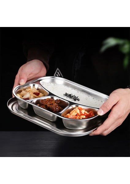 4 Kafes Kapaksız 304 Paslanmaz Çelik Yemek Tepsisi Kapaklı Yaratıcı Fast Food Yemek Tabağı Çocuk Meyve Aperatif Tepsisi Mutfak Sofra Öğle Yemeği Kutusu (Yurt Dışından)