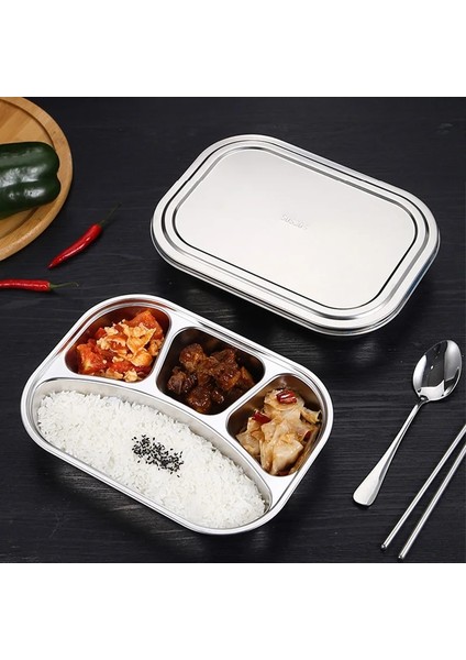 4 Kafes Kapaksız 304 Paslanmaz Çelik Yemek Tepsisi Kapaklı Yaratıcı Fast Food Yemek Tabağı Çocuk Meyve Aperatif Tepsisi Mutfak Sofra Öğle Yemeği Kutusu (Yurt Dışından)