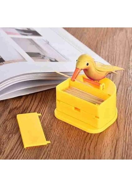 Yellowbird-Pinkbox Yaratıcı Kürdan Tutucu Karikatür Küçük Kuş Kürdan Konteyner Basın Kürdan Dağıtıcı Saklama Kutusu Otomatik Mutfak (Yurt Dışından) modelleri