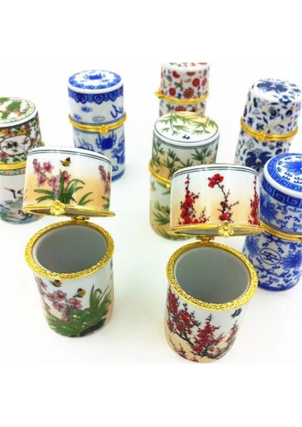 Çiçek Dekoratif Çin Tarzı Seramik Kürdan Kutusu Takı Çantası Ev Otel Yemek Masası Aksesuarları Vintage Porselen Depolama Tutucu (Yurt Dışından) fiyatları