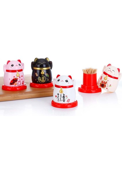 Siyah Japon Sevimli Karikatür Servet Kedi Kürdan Kutusu Şanslı Hayvan Kedi Kürdan Tutucu Ev Masa Dekorasyon Saklama Kutusu Dağıtıcı (Yurt Dışından) modelleri