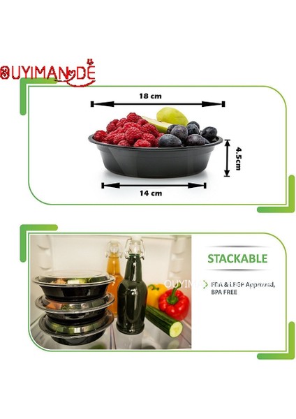 15 Adet 1 15 Adet/takım Yemek Hazırlama Kapları Plastik Gıda Kapaklı Kaplar Açık Taşınabilir Bento Öğle Yemeği Kutusu, 1 Bölmeli Yuvarlak Öğle Yemeği Kutusu (Yurt Dışından)
