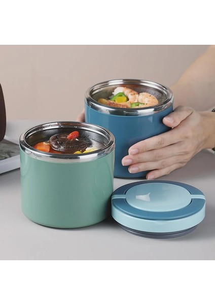 1000ML-PEMBE 2 Taşınabilir Termos Paslanmaz Çelik Yalıtımlı Öğle Yemeği Kutusu Sızdırmaz Mühürlü Kova Öğrenci Öğle Yemeği Kutusu Çok Katmanlı Yuvarlak Bento Kutusu (Yurt Dışından) indirimleri