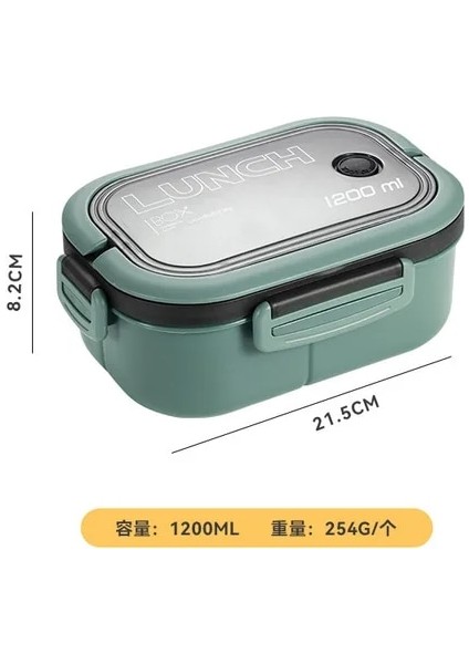 Yeşil 1200ML 2 Katmanlar Mikrodalgada Isıtılabilir Taşınabilir Öğrenci Öğle Yemeği Kutusu Çatal Kaşık ile Sızdırmaz Kalın Pp Plastik Bölünmüş Öğle Yemeği Kutusu (Yurt Dışından)