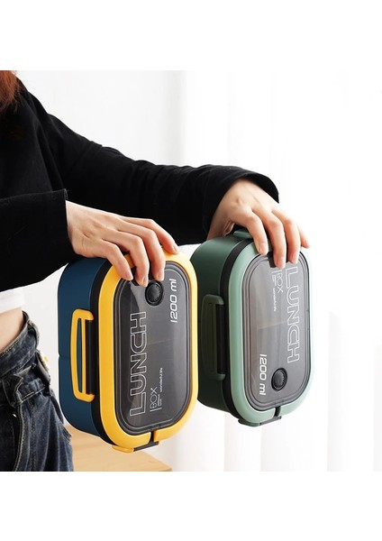 Yeşil 1200ML 2 Katmanlar Mikrodalgada Isıtılabilir Taşınabilir Öğrenci Öğle Yemeği Kutusu Çatal Kaşık ile Sızdırmaz Kalın Pp Plastik Bölünmüş Öğle Yemeği Kutusu (Yurt Dışından) fiyatları