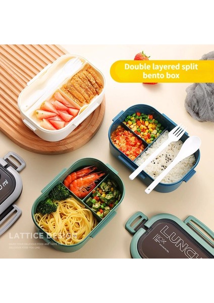 Yeşil 1200ML 2 Katmanlar Mikrodalgada Isıtılabilir Taşınabilir Öğrenci Öğle Yemeği Kutusu Çatal Kaşık ile Sızdırmaz Kalın Pp Plastik Bölünmüş Öğle Yemeği Kutusu (Yurt Dışından) modelleri