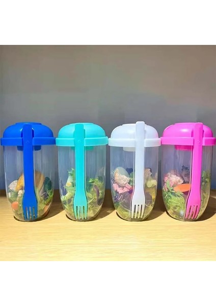 Bal Şişesi Taşınabilir Salata Bardağı Kahvaltı Yulaf Ezmesi Kase Çatallı Öğle Yemeği Kutusu Sos Bardağı Kapaklı Yoğurt Tahıl Süt Salata Kabı Bento Kutusu (Yurt Dışından)