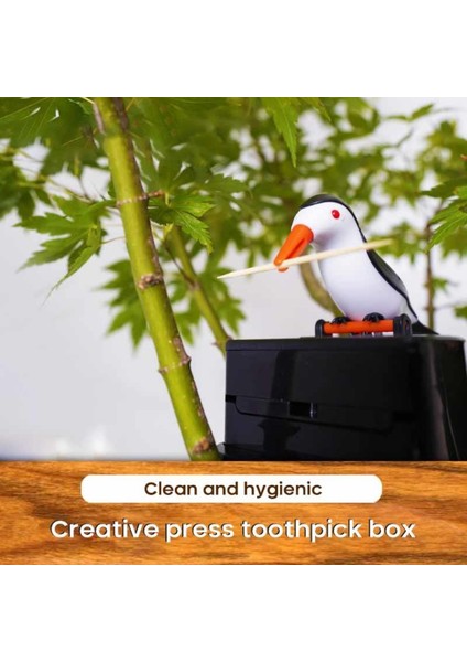 06 Sevimli Kuş Peck Otomatik Kürdan Tutucu Basın Tipi Kürdan Dağıtıcı Konteyner Plastik Ev Dekorasyon Kürdan Saklama Kutusu (Yurt Dışından)
