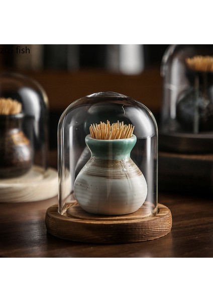 G Kürdan Kutusu High End Seramik Kürdan Kutusu Retro Pamuklu Çubuk Saklama Kutusu Cam Kapak Basit Ev Mutfak Masaüstü Kürdan Tutucu Dağıtıcılar (Yurt Dışından) modelleri