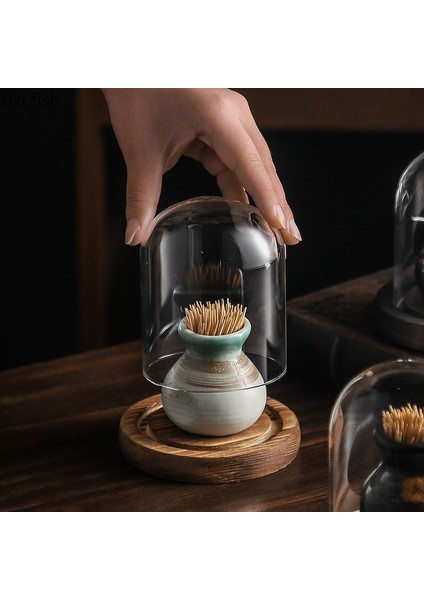 G Kürdan Kutusu High End Seramik Kürdan Kutusu Retro Pamuklu Çubuk Saklama Kutusu Cam Kapak Basit Ev Mutfak Masaüstü Kürdan Tutucu Dağıtıcılar (Yurt Dışından) fırsatları