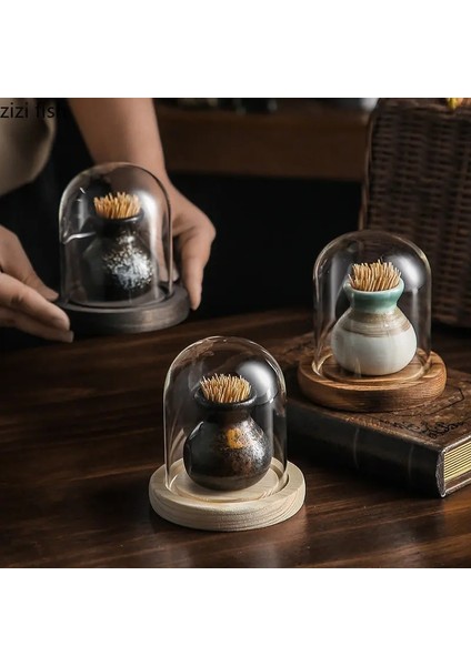 G Kürdan Kutusu High End Seramik Kürdan Kutusu Retro Pamuklu Çubuk Saklama Kutusu Cam Kapak Basit Ev Mutfak Masaüstü Kürdan Tutucu Dağıtıcılar (Yurt Dışından) indirimleri