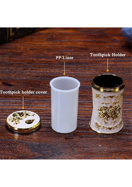 Altın Beyaz Ev Işık Lüks Kürdan Tutucu Kürdan Kutusu Otel Malzemeleri Avrupa Retro Kürdan Kavanoz Kürdan Dağıtıcı Mutfak (Yurt Dışından) fırsatları