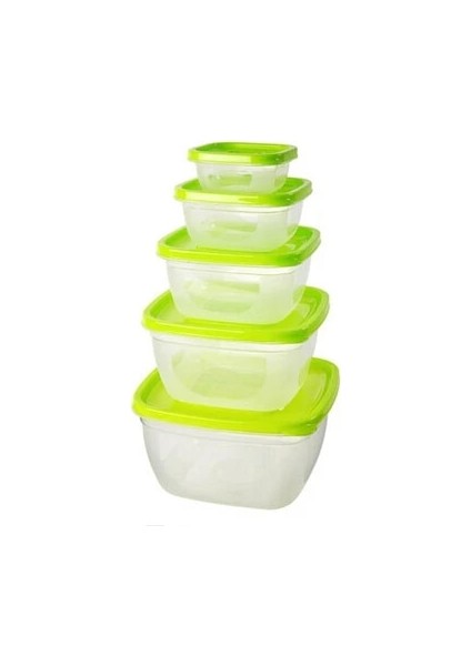 Kare Yeşil 5 5 Parça Setleri Plastik Yemek Kabı Taşınabilir Kase Gıda Kabı Öğle Yemeği Kutusu Çevre Dostu Gıda Saklama Kutuları Mutfak Mühür Kutusu (Yurt Dışından)