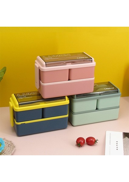 700 ml Yeşil 1400 ml Çift Katmanlı Sağlıklı Malzeme Yemek Kabı Çatal ve Kaşık Mikrodalga Bento Kutuları Yemek Takımı Seti Gıda Saklama Kabı (Yurt Dışından) modelleri