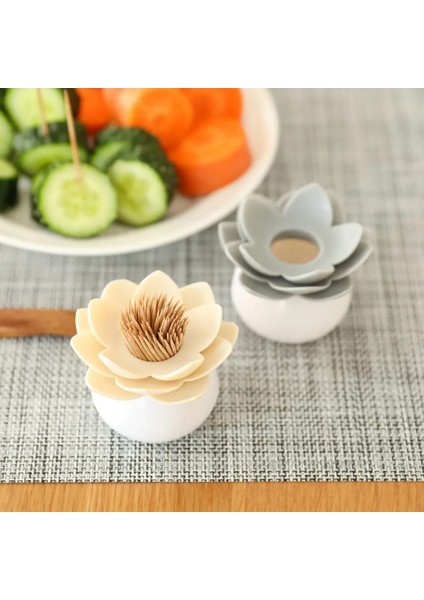 Gri Taşınabilir Pamuklu Çubuk Depolama Lotus Çiçeği Kürdan Tutucu Toz Geçirmez Konteyner Ev Düzenleyici Masa Süsü Tavşan Kürdan Kutusu (Yurt Dışından)