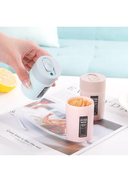 Mavi Yeni Basit Kürdan Kutusu Kürdan Dağıtıcı Yaratıcı Itme Otomatik Çıkarma Kürdan Kavanoz Tutucu Ev Kullanışlı Ev Gadget (Yurt Dışından)