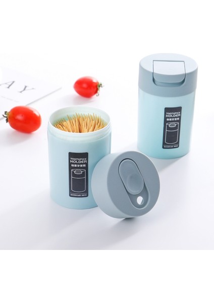 Mavi Yeni Basit Kürdan Kutusu Kürdan Dağıtıcı Yaratıcı Itme Otomatik Çıkarma Kürdan Kavanoz Tutucu Ev Kullanışlı Ev Gadget (Yurt Dışından)
