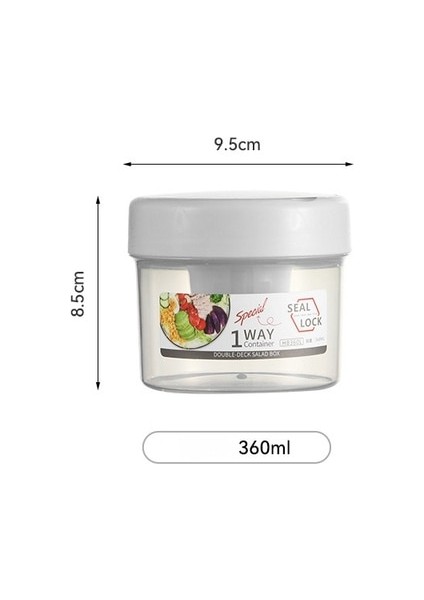 BEYAZ-360 ml Taşınabilir Kahvaltı Yulaf Ezmesi Tahıl Fındık Yoğurt Salata Bardağı Konteyner Seti Çatal Sos Bardağı Kapaklı Bento Yiyecek Kasesi Mutfak Öğle Yemeği Kutusu (Yurt Dışından)