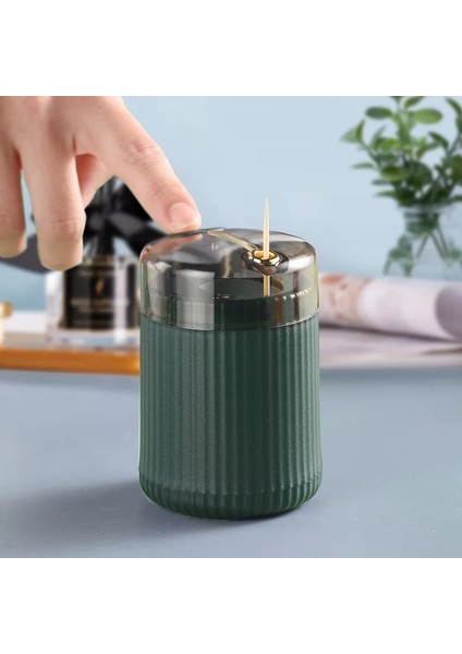 Koyu Yeşil Basit Kürdan Kutusu Kürdan Dağıtıcı Ceative Itme Otomatik Çıkarma Kürdan Kavanoz Tutucu Ev Uygun Hediye Ev Gadget (Yurt Dışından)