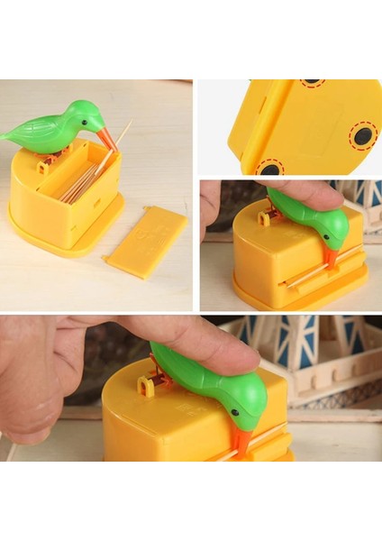 E Yaratıcı Kürdan Tutucu Karikatür Küçük Kuş Kürdan Konteyner Basın Kürdan Dağıtıcı Saklama Kutusu Otomatik Mutfak (Yurt Dışından) modelleri