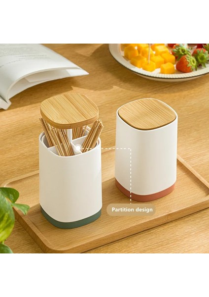 7.5X7.5X11 cm Yeşil Otomatik Kürdan Kutusu Yaratıcı Kürdan Dağıtıcı Ahşap Pamuk Ev Masa Kürdan Depolama Tutucu Kapaklı (Yurt Dışından)