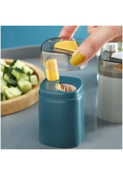 Gri Yaratıcı Kürdan Saklama Kutusu Otomatik Pop-Up Kürdan Kutusu Ev Oturma Odası Yemek Odası Itme Tipi Kürdan Tutucu (Yurt Dışından) fırsatları