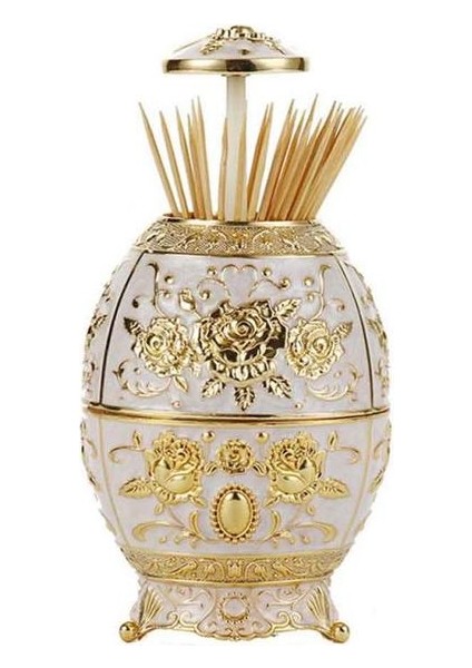 Altın Metal Vintage Otomatik Kürdan Tutucu Çinko Alaşım Metal Kürdan Dağıtıcı Kutusu Organizatör Avrupa Tarzı Yeni Tasarım (Yurt Dışından)