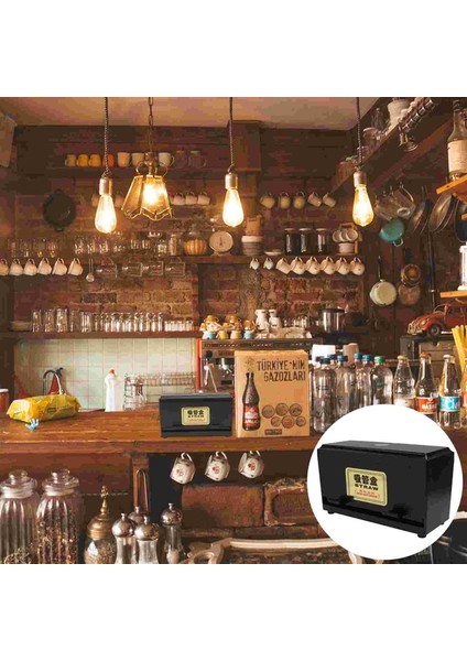 Siyah Saman Kutusu Restoran Dağıtıcı Konteyner Payet Tutma Çantası Fast Food Paslanmaz Çelik Kaplar Kapakları (Yurt Dışından)