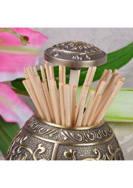 Kırmızı Bronz Vintage Otomatik Kürdan Tutucu Çinko Alaşım Kürdan Dağıtıcı Kutusu Organizatör Avrupa Metal Sanat Zanaat Ev Dekor Süsler (Yurt Dışından) indirimleri