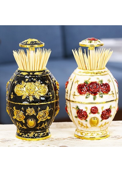 Sku-5 Vintage Otomatik Pop-Up Kürdan Tutucu Avrupa Tarzı Kürdan Dağıtıcı Kutusu Otel Ktv Dekorasyon Kürdan Saklama Kutusu (Yurt Dışından)