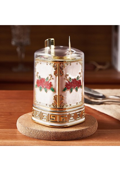 Altın-Kırmızı Yüksek Dereceli Avrupa Vintage Kürdan Kutusu, Üst Düzey Ev Dekorasyonuna Basarak Kürdan Kutusunu Otomatik Olarak Çıkarır (Yurt Dışından)