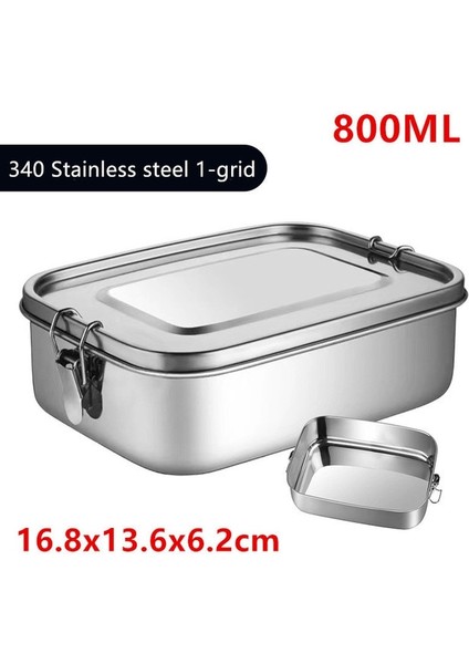 800 ml 1 Kuşak 304 Paslanmaz Çelik Kare Yemek Kabı Mühürlü Yalıtım Bento Kutusu Öğrenci Yemek Kabı Kantin Büyük Kapasiteli Bölme Yemek Kabı (Yurt Dışından)