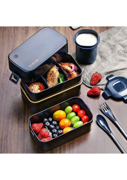 BLACK-1500ML Onuobao Çift Katmanlı Öğle Yemeği Kutusu 0.85L/1.5L Büyük Kapasiteli Japon Tarzı Mikrodalga Fırın Isıtma Için Mühürlü Sızdırmaz Bento Kutusu (Yurt Dışından) fiyatları