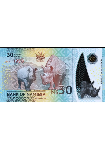 Namibia 30 Dollars 2020, Unc, Polymer, Comm.30 Th Independence Anniversary Çil Banknot