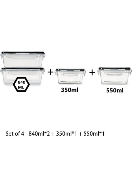 843555 Kapaklı Hava Geçirmez Gıda Saklama Kabı, Sızdırmaz Geçmeli Kilit, Bpa Içermeyen Plastik (Yurt Dışından)