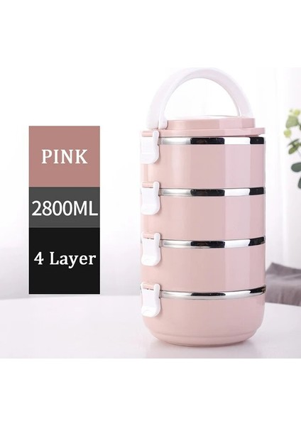Pembe 4 Kat Taşınabilir Paslanmaz Çelik Termal Öğle Yemeği Kutusu Çocuklar Için Okul Çalışmaları Mikrodalga Kutusu Termal Hermetik Salata Meyve Gıda Konteyner Kutuları (Yurt Dışından)