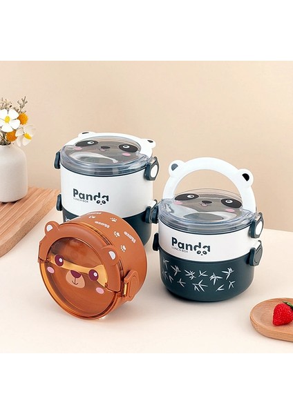 Kahverengi 1580 ml Sevimli Panda Termal Bento Öğle Yemeği Kutusu Çocuklar Için Taşınabilir Çift Katmanlı Yuvarlak Mini Karikatür Mikrodalga Gıda Saklama Kapları (Yurt Dışından) fiyatları