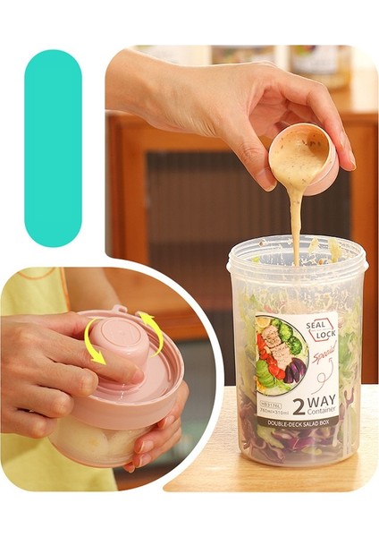 Beyaz 760ML Kahvaltı Yulaf Ezmesi Tahıl Fındık Yoğurt Salata Bardağı Mühürlü Konteyner Seti Çatal Sos Bardağı Kapaklı Bento Tuppers Gıda Konik Kase Öğle Yemeği Kutusu (Yurt Dışından)