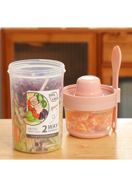 Beyaz 760ML Kahvaltı Yulaf Ezmesi Tahıl Fındık Yoğurt Salata Bardağı Mühürlü Konteyner Seti Çatal Sos Bardağı Kapaklı Bento Tuppers Gıda Konik Kase Öğle Yemeği Kutusu (Yurt Dışından)