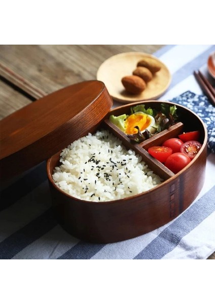 S-Iron Ahşap Retro Taşınabilir Ahşap Bento Kutusu Açık Öğle Yemeği Çok Katmanlı Yalıtım Yetişkin Çocuk Ahşap Yemek Kabı Suşi Piknik Sofra Kutusu (Yurt Dışından)