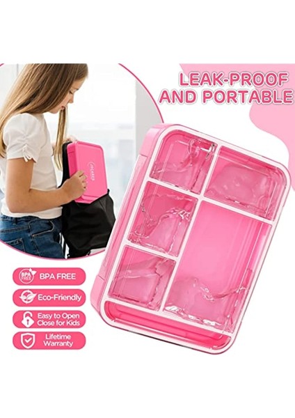 1 Pembe Çanta Çocuk ve Öğrenci Beslenme Kutuları Kapalı Bölmeler Meyve Kutuları Salata Kutuları Çalışma Mikrodalga Isıtma Bento Kutuları (Yurt Dışından)