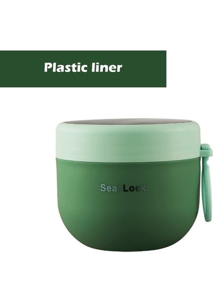 Yeşil-Plastik Pp Mini Termal Öğle Yemeği Kutusu Gıda Kaşıklı Konteyner Paslanmaz Çelik Vakumlu Bardak Çorba Bardağı Yalıtımlı Öğle Yemeği Kutusu Taza Desayuno Portatil (Yurt Dışından)
