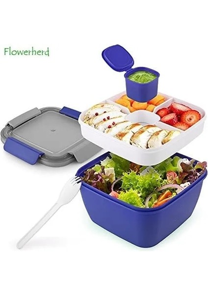 Mor 1500 ml 52 Oz Bento Öğle Yemeği Kutusu Salata Kabı Öğle Yemeği Için Bpa Ücretsiz Sızdırmaz Salata Sosu Kabı Akıllı Kilit ile Yeniden Kullanılabilir Spork (Yurt Dışından) fiyatları