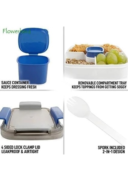 Mor 1500 ml 52 Oz Bento Öğle Yemeği Kutusu Salata Kabı Öğle Yemeği Için Bpa Ücretsiz Sızdırmaz Salata Sosu Kabı Akıllı Kilit ile Yeniden Kullanılabilir Spork (Yurt Dışından) modelleri