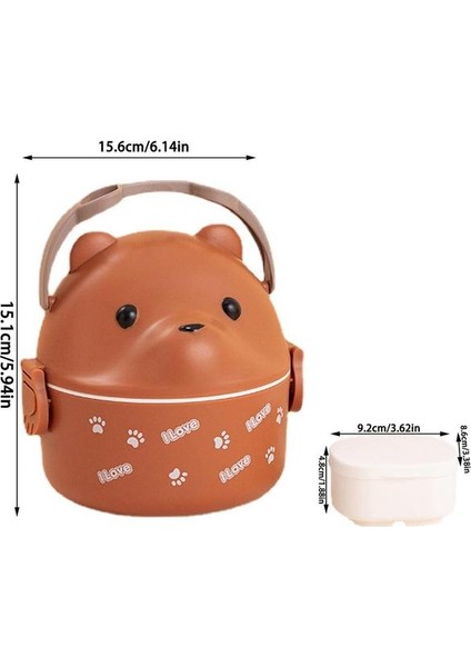 Kahve Çocuk Öğle Yemeği Kutusu Konteynerleri Güzel Ayı Termal Öğle Yemeği Kutusu Mikrodalga Güvenlik Yeniden Kullanılabilir Soğutucu Öğle Yemeği Kutusu Ofis Çalışmaları Için Saplı (Yurt Dışından)