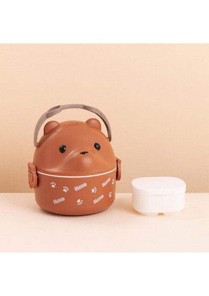 Kahve Çocuk Öğle Yemeği Kutusu Konteynerleri Güzel Ayı Termal Öğle Yemeği Kutusu Mikrodalga Güvenlik Yeniden Kullanılabilir Soğutucu Öğle Yemeği Kutusu Ofis Çalışmaları Için Saplı (Yurt Dışından) modelleri