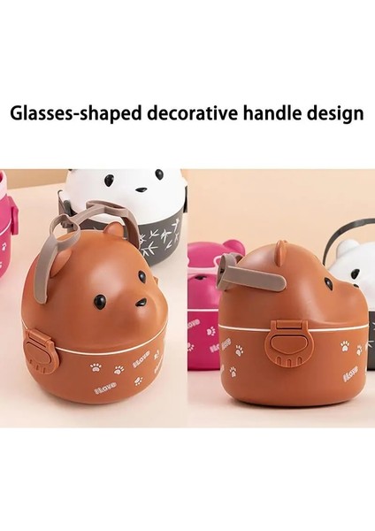 Kahve Çocuk Öğle Yemeği Kutusu Konteynerleri Güzel Ayı Termal Öğle Yemeği Kutusu Mikrodalga Güvenlik Yeniden Kullanılabilir Soğutucu Öğle Yemeği Kutusu Ofis Çalışmaları Için Saplı (Yurt Dışından) indirimleri