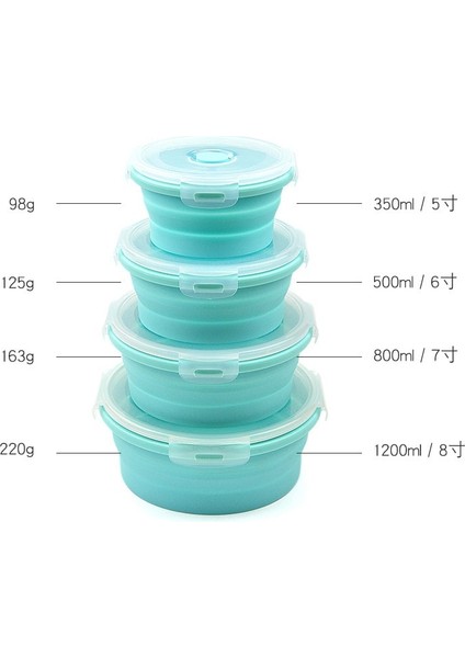 Kırmızı 800ML 350/500/800/1200ML Yuvarlak Silikon Taşınabilir Katlanır Yemek Kabı Mikrodalga Buzdolabı Plastik Öğle Yemeği Kutuları Gıda Depolama (Yurt Dışından) indirimleri